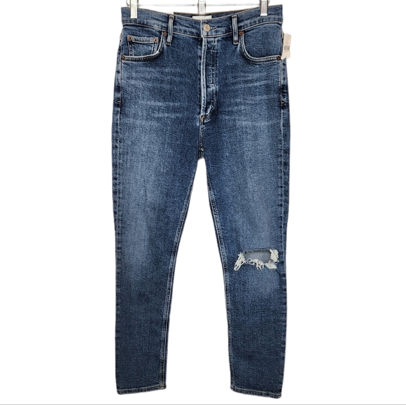 Agolde Nico High Rise Slim Skinny Jeans Cropped Ankle Stretch Button Fly 28 NWT - Picture 2 of 12